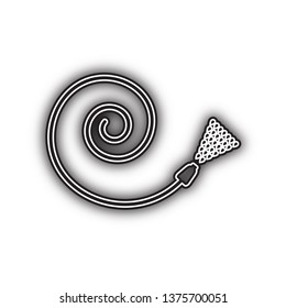 Garden hose sign. Vector. Double contour black icon with soft shadow at white background. Isolated.