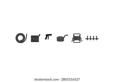 Garden Hose Silhouette Vector Collection Set