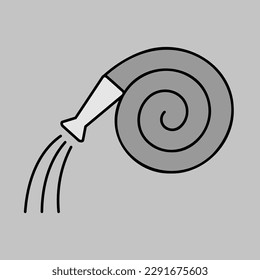 Garden hose, water pipe isolated vector grayscale icon. Graph symbol for agriculture, garden and plants web site and apps design, logo, app, UI