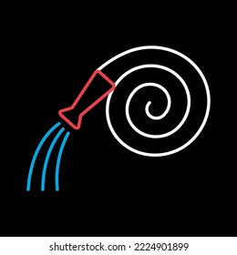 Garden hose, water pipe vector on black background icon. Graph symbol for agriculture, garden and plants web site and apps design, logo, app, UI