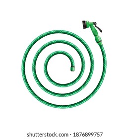 garden hose with watering can flat illustration. hand tool