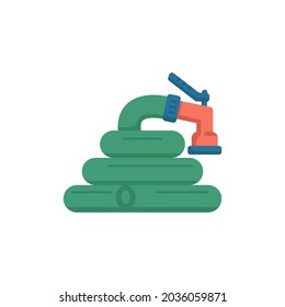 garden hose for watering in flat style isolated on white background