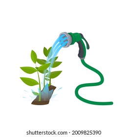 Garden hose. Watering plants, vector illustration