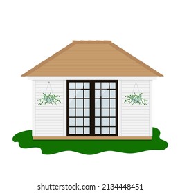 Garden house, backyard shed. Colorful small pretty house. Isolated vector illustartion