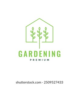 garden house botanical logo design simple vector