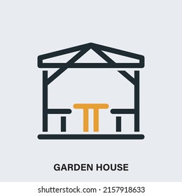 Garden house linear vector icon on light background. Isolated alcove outline illustration