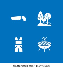 garden icon. 4 garden set with farming and gardening, green park city space and grill vector icons for web and mobile app