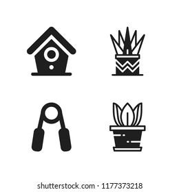 garden icon. 4 garden vector icons set. handgrip, plant and bird house icons for web and design about garden theme