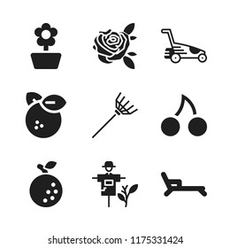 garden icon. 9 garden vector icons set. hammock, scarecrow and flower icons for web and design about garden theme