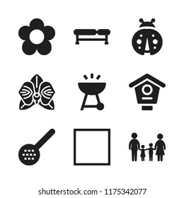 garden icon. 9 garden vector icons set. layout, barbecue and skimmer icons for web and design about garden theme