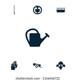 Garden icon. collection of 7 garden filled icons such as hoe, watering can, plant in pot, broccoli, tomato, barrow. editable garden icons for web and mobile.