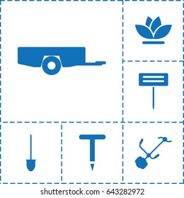 Garden icon. set of 6 garden filled icons such as barrow, gardening tool, shovel