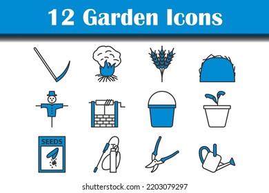 Garden Icon Set. Editable Bold Outline With Color Fill Design. Vector Illustration.