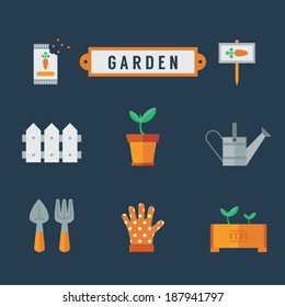 Garden icon set Flat