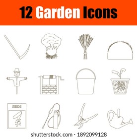 Garden Icon Set. Flat Color Outline Design With Editable Stroke. Vector Illustration.