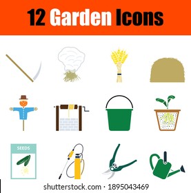 Garden Icon Set. Flat Design. Fully editable vector illustration. Text expanded.