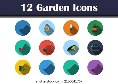 Garden Icon Set. Flat Design With Long Shadow. Vector illustration.