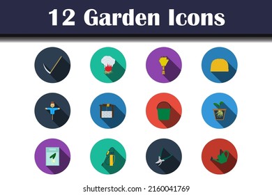 Garden Icon Set. Flat Design With Long Shadow. Vector illustration.