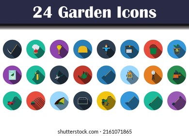 Garden Icon Set. Flat Design With Long Shadow. Vector illustration.