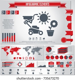 Garden icon set and infographics element. Vector.