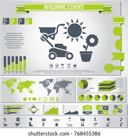 Garden icon set and infographics element. Vector.