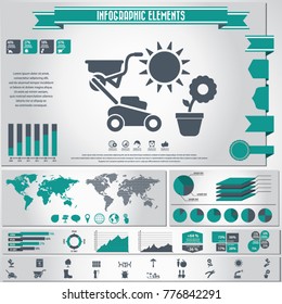 Garden icon set and infographics element. Vector.