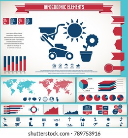 Garden icon set and infographics element. Vector.