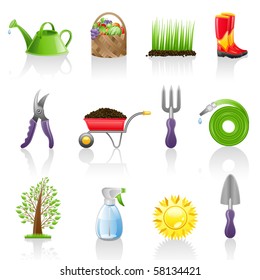 Garden icon set.  Isolated on a white background.