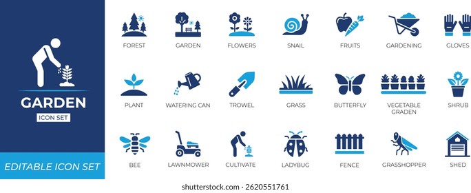 Garden icon set .Solid icon collection
