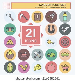 Garden Icon Set. suitable for Education symbol. color mate style. simple design editable. design template vector. simple symbol illustration
