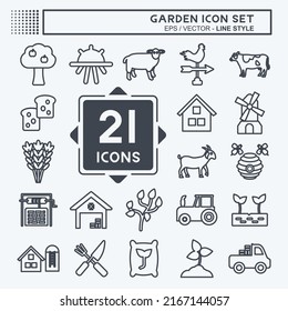 Garden Icon Set. suitable for Education symbol. line style. simple design editable. design template vector. simple symbol illustration