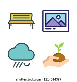 garden icon set. vector set about image, rain, sprout and bonsai icon icons set.