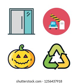 garden icon set. vector set about barrier, ecologism, pumpkin and entrance icons set.