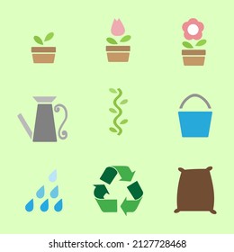 garden icon set. vector isolated on background.