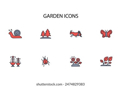 garden icon set.vector.Editable stroke.linear style sign for use web design,logo.Symbol illustration.