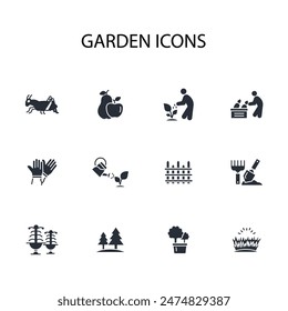 garden icon set.vector.Editable stroke.linear style sign for use web design,logo.Symbol illustration.