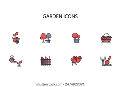 garden icon set.vector.Editable stroke.linear style sign for use web design,logo.Symbol illustration.