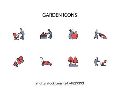 garden icon set.vector.Editable stroke.linear style sign for use web design,logo.Symbol illustration.