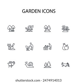 garden icon set.vector.Editable stroke.linear style sign for use web design,logo.Symbol illustration.