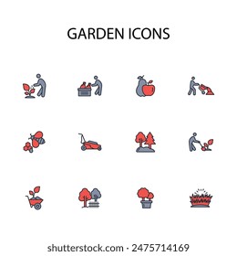 garden icon set.vector.Editable stroke.linear style sign for use web design,logo.Symbol illustration.