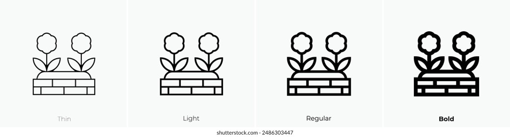 garden icon. Thin, Light Regular And Bold style design isolated on white background