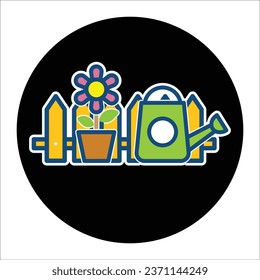 plantilla de diseño de vectores de iconos de jardín