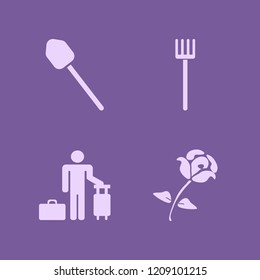 garden icon. garden vector icons set pitchfork, guest, shovel and rose
