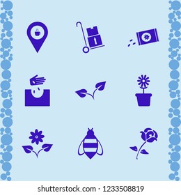 garden icon. garden vector icons set flower, hand seeds, sowing seeds and flower pot