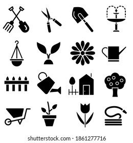 Garden icon vector set. farm illustration sign collection. vegetable garden symbol. 