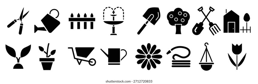 garden icon vector set farm illustration sign collection