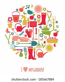 Garden icons illustration