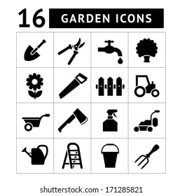 Garden icons isolated on white. Vector illustration