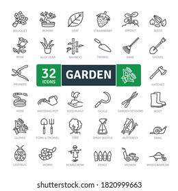 Garden Icons Pack. Thin line icons set. Flat icon collection set. Simple vector icons