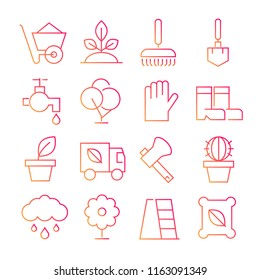 garden icons, red line design
